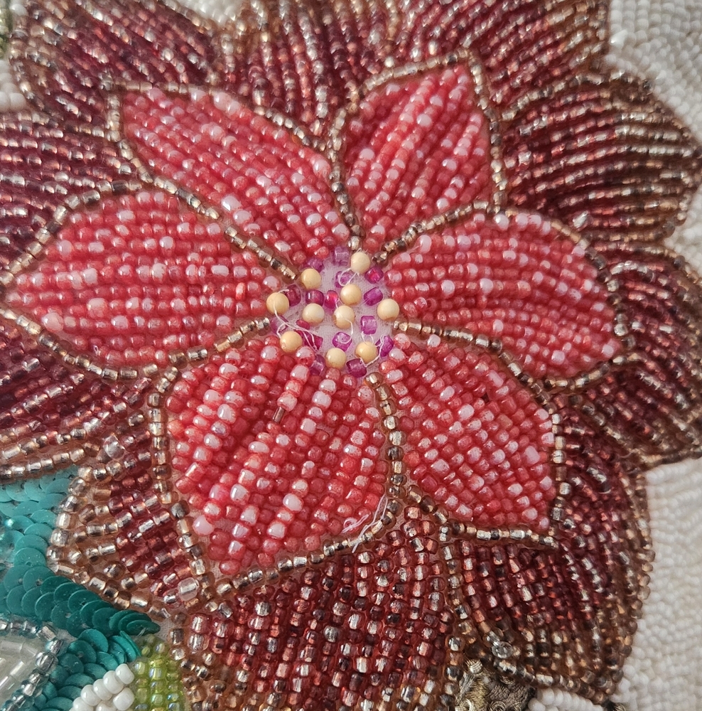 Pier 1 Beaded Floral Decorative Pillow - Picture 2 of 5